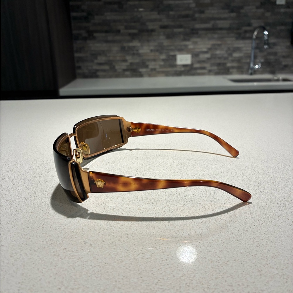 Versace Tortoise Shell Sunglasses With Gold Accen… - image 2